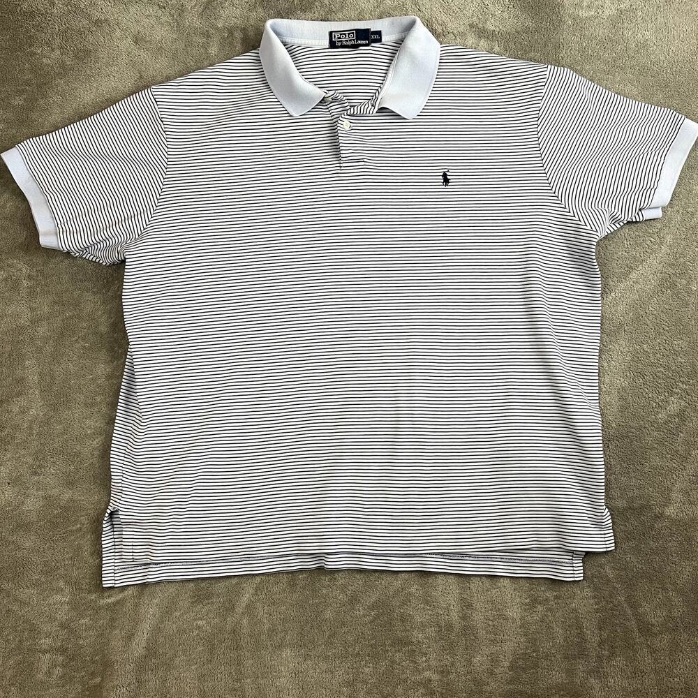 Polo Ralph Lauren Polo Shirt‎ Mens XXL Blue Striped Golf Prep Classic